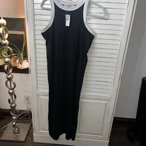 NWT Loft Modern Jersey Racerback Fitted Bodycon Maxi Black Dress Medium